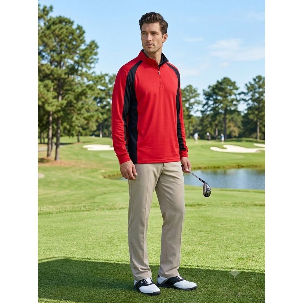 Greg Norman Collection play dry red and black Golf Long Sleeve Men’s Size XXXL